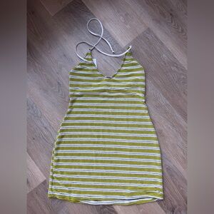 NWT Green White Stripe Halter Mini Dress